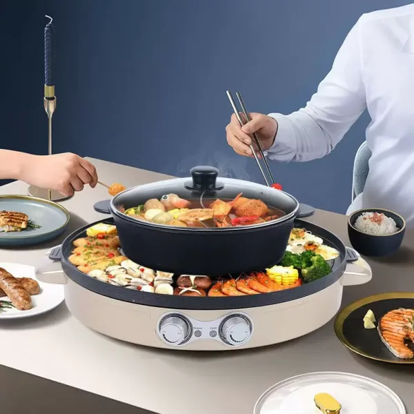 2 in 1 Electric Hot Pots Multi-function Grill Pan Non-Stick Hot Pot Mandarinente Pan Electric Oven Double Separation Mandarin Duck Pot Gold 2 in 1 Electric Hot Pots Multi-function Grill Pan Non-Stick Hot Pot Mandarinente Pan Electric Oven Double Separation Mandarin Duck Pot Gold