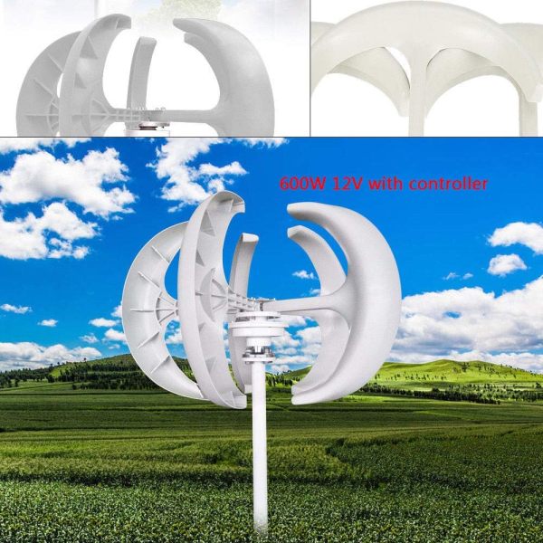 600W 12V Wind Turbine Generator Lantern Vertical Wind Generator 5 Blades White 600W 12V Wind Turbine Generator Lantern Vertical Wind Generator 5 Blades White