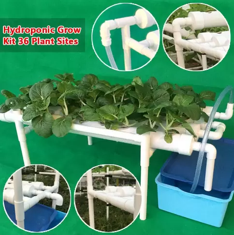 4 Tubes 36 Slots Hydroponic Grow System PVC U Hydroponics Grow Kit White.