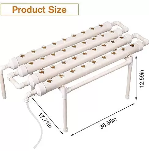 4 Tubes 36 Slots Hydroponic Grow System PVC U Hydroponics Grow Kit White.