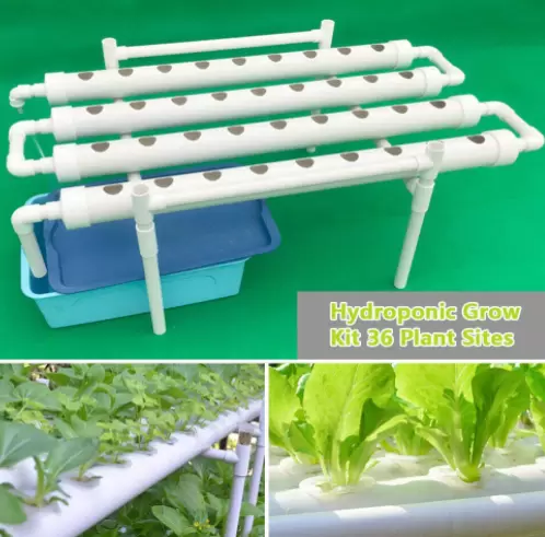 4 Tubes 36 Slots Hydroponic Grow System PVC U Hydroponics Grow Kit White.