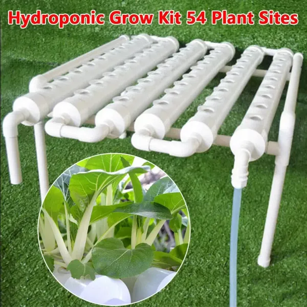 Hydroponic Grow Kit 54 Holes Hydroponic PVC Tube 6 Tubes Garden Plant System Internal Circulation Thickening Joint for Leafy Vegetables