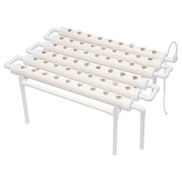 Hydroponic Grow Kit 54 Holes Hydroponic PVC Tube 6 Tubes Garden Plant System Internal Circulation Thickening Joint for Leafy Vegetables