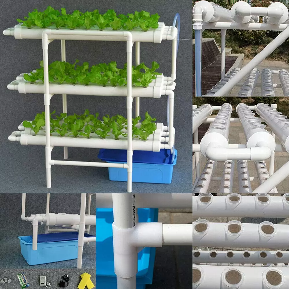 PVC Hydroponic Grow Kit - Hydroponic Grow System - Hydroponic Grow Kit - 3 Layers - 108 Slots - 12 Tubes