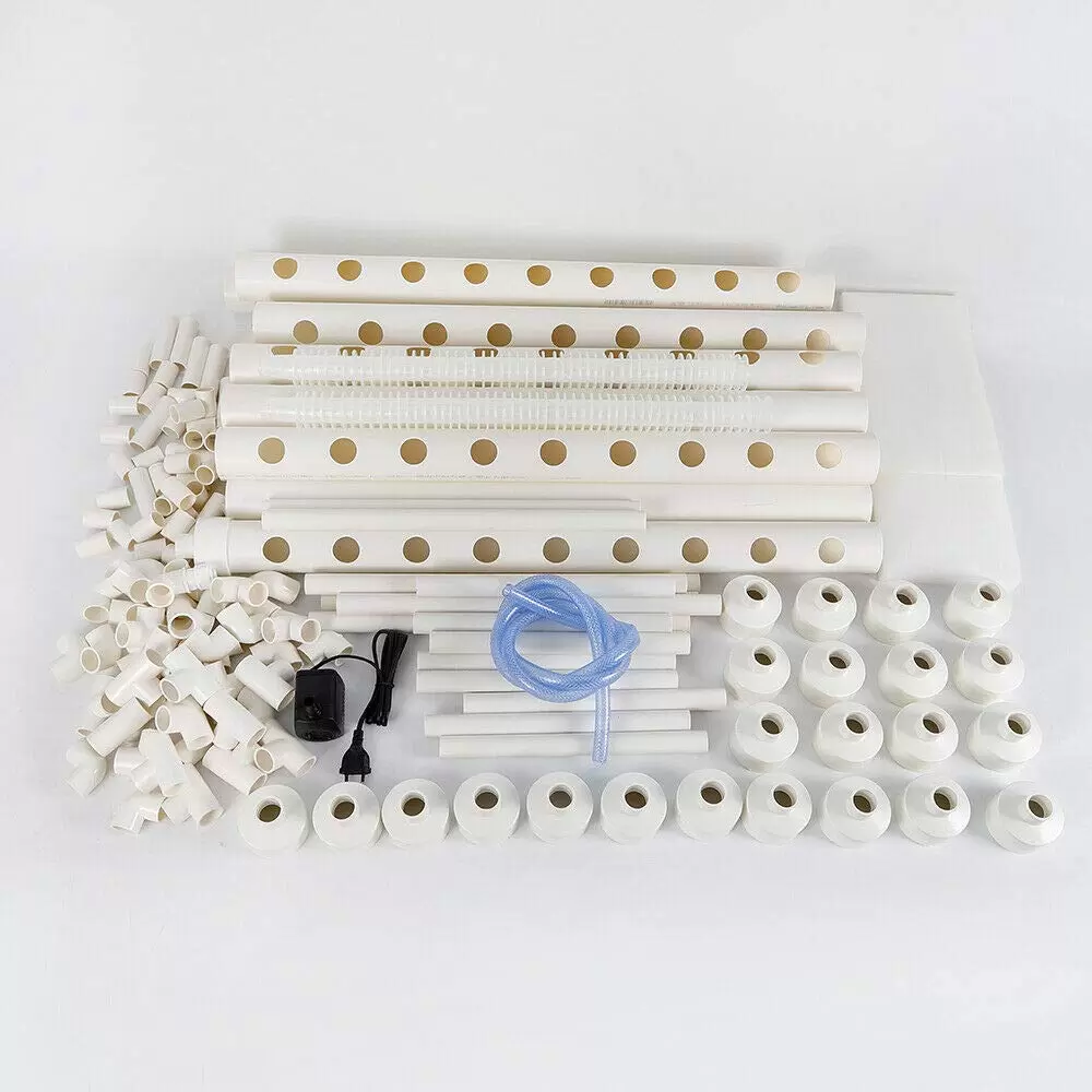 PVC Hydroponic Grow Kit - Hydroponic Grow System - Hydroponic Grow Kit - 3 Layers - 108 Slots - 12 Tubes PVC Hydroponic Grow Kit - Hydroponic Grow System - Hydroponic Grow Kit - 3 Layers - 108 Slots - 12 Tubes