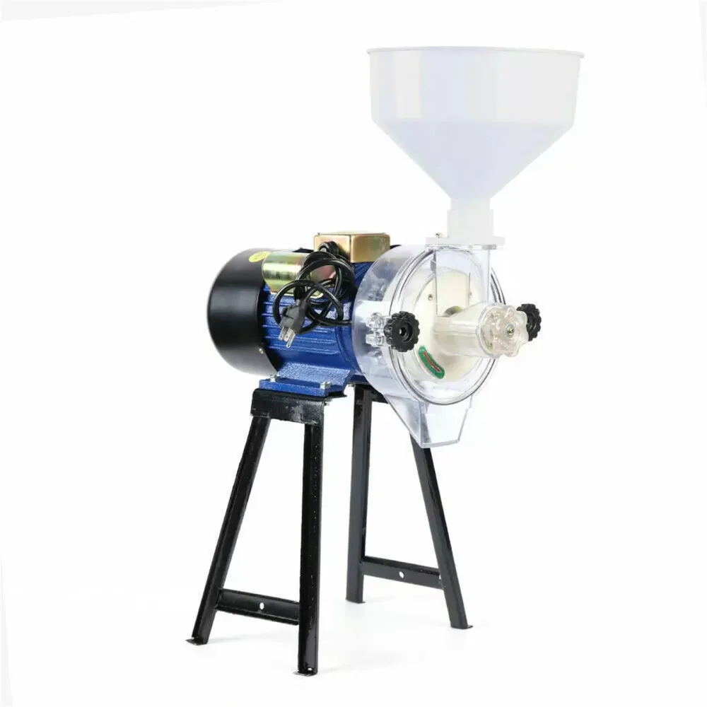 220V 2.2KW Electric Grain Mill With Hopper Malt Mill Grain Grinder Iron Galvanized Material 1400 Rpm Grain Malt Mill Grinding Machine Grinder