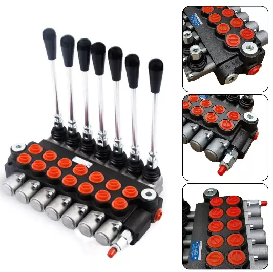 7 Spool 4300 PSI Double Acting Hydraulic Control Valve 11 GPM Adjustable Tractor Loader