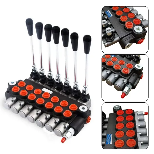 7 Spool 4300 PSI Double Acting Hydraulic Control Valve 11 GPM Adjustable Tractor Loader