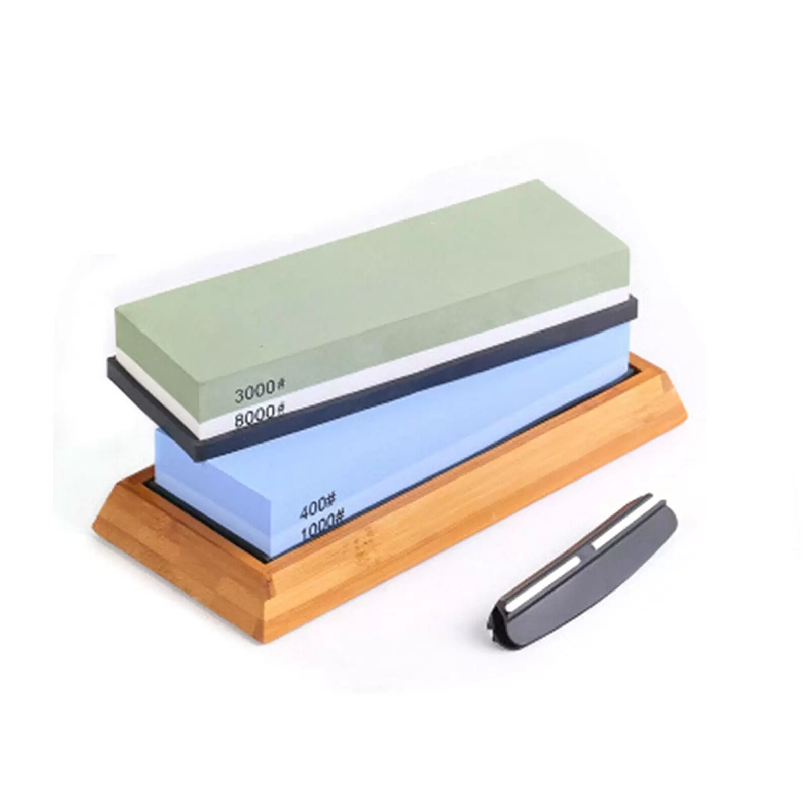 Double-sided sharpening stone set for kitchen knives, 4-sided rectangular sharpening stone