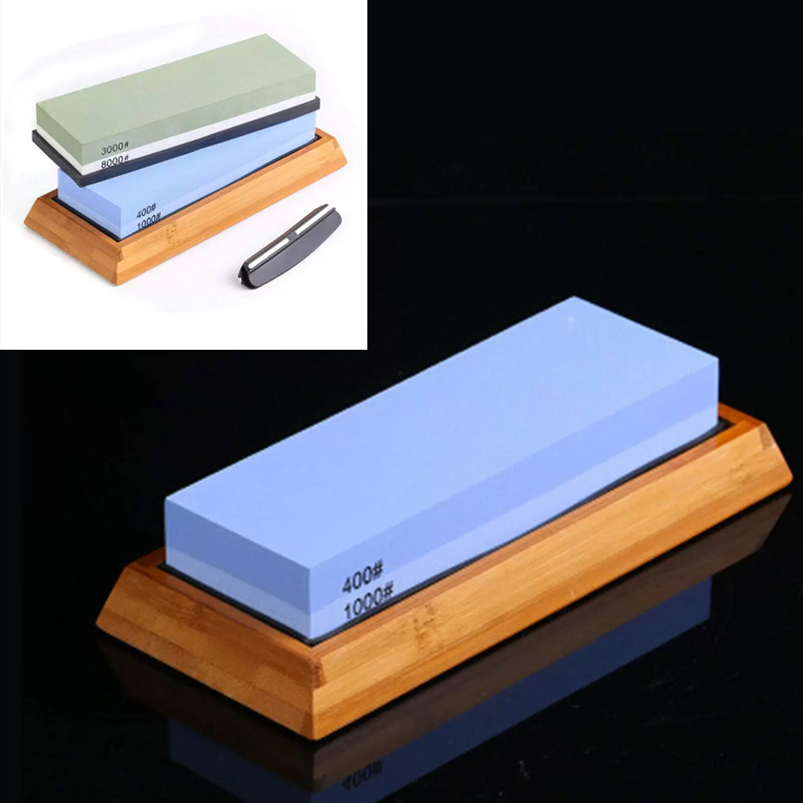 Double-sided sharpening stone set for kitchen knives, 4-sided rectangular sharpening stone Double-sided sharpening stone set for kitchen knives, 4-sided rectangular sharpening stone
