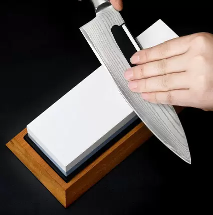 Double-sided sharpening stone set for kitchen knives, 4-sided rectangular sharpening stone