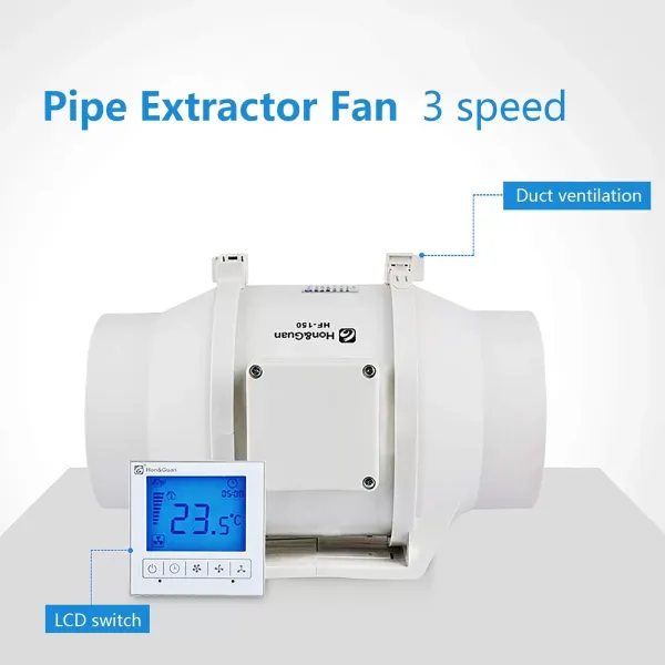 220V Circular Exhaust Fan Pipe Fan Bathroom Fan 3 Speed Pipe Extractor Fan With Timer And Hygrostat For Bedroom Bathroom Or Kitchen