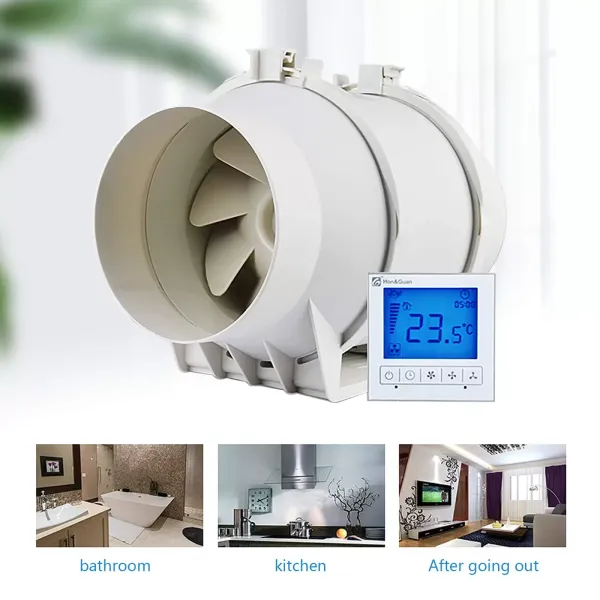 220V Circular Exhaust Fan Pipe Fan Bathroom Fan 3 Speed Pipe Extractor Fan With Timer And Hygrostat For Bedroom Bathroom Or Kitchen