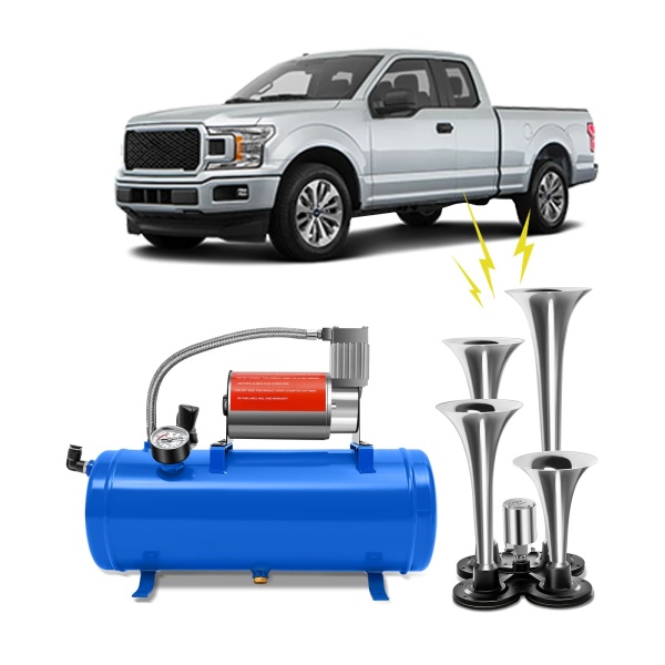 t12V 6L Air Compressor Compressor Air Horn Kit 6 Liter with 150 PSI Air Compressor 4 Trumpet Anti-vibration Feet for Car Tires Car Engines Bicycles