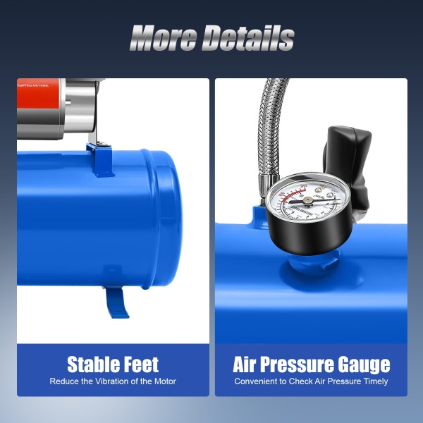 t12V 6L Air Compressor Compressor Air Horn Kit 6 Liter with 150 PSI Air Compressor 4 Trumpet Anti-vibration Feet for Car Tires Car Engines Bicycles