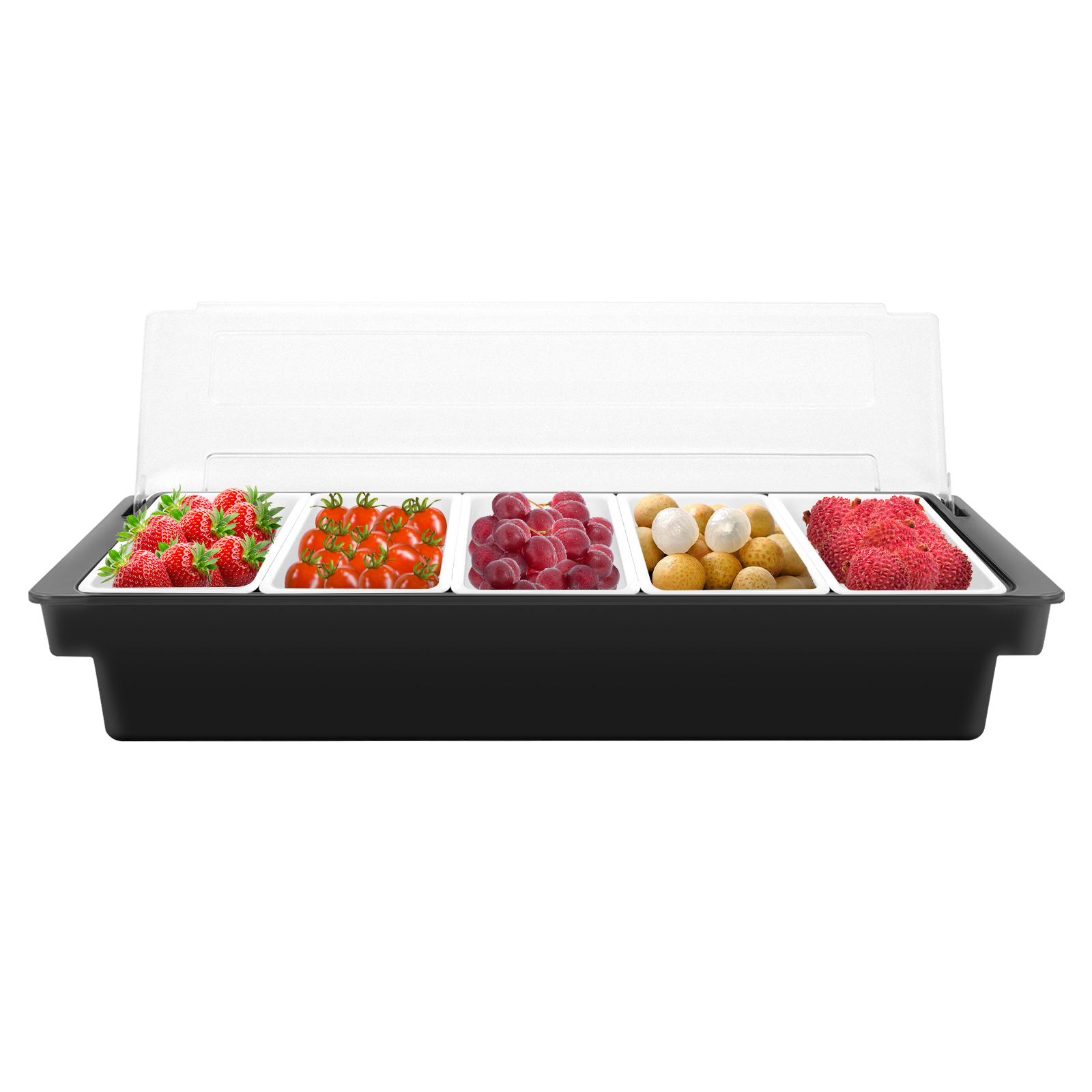 Condiment dispenser with compartments, 5 lattices, for storage and placement of fruits, vegetables, spices, 50*15*10cm