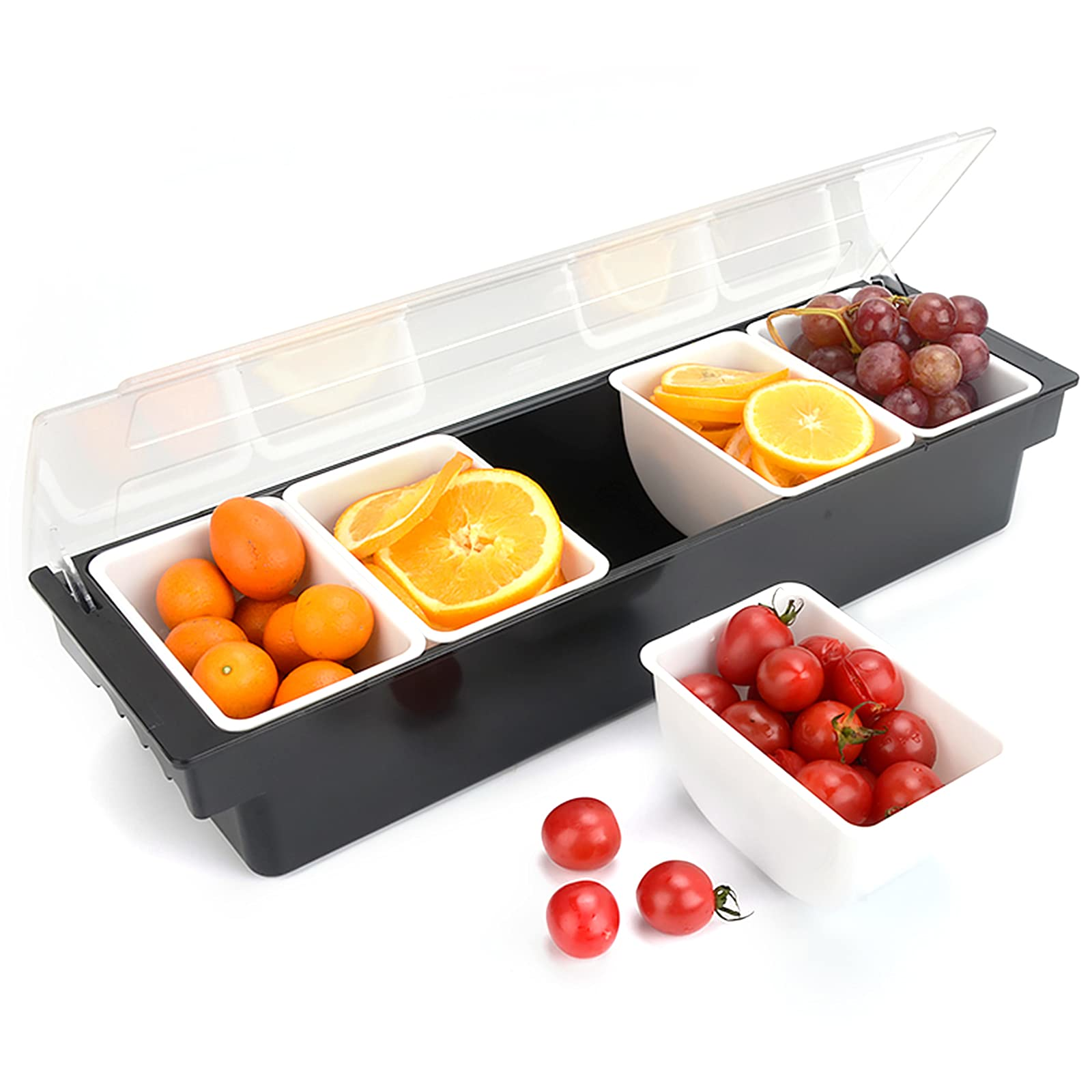 Condiment dispenser with compartments, 5 lattices, for storage and placement of fruits, vegetables, spices, 50*15*10cm