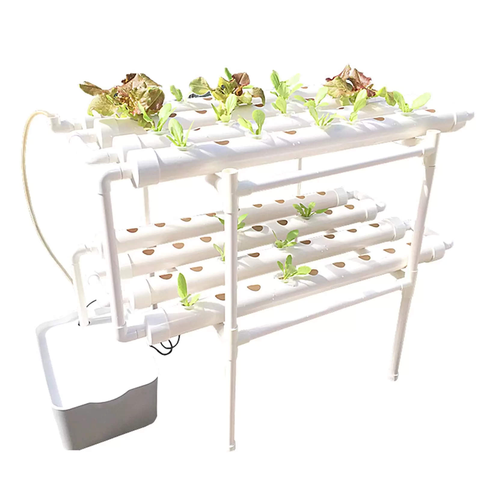 Hydroponic Grow Kit 2 Layers Balcony Hydroponics PVC Hose Hydroponics with Water Pump