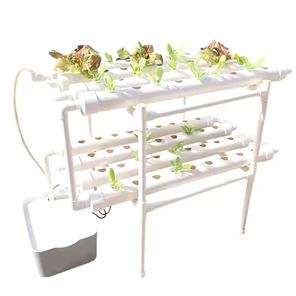 Hydroponic Grow Kit 2 Layers Balcony Hydroponics PVC Hose Hydroponics with Water Pump