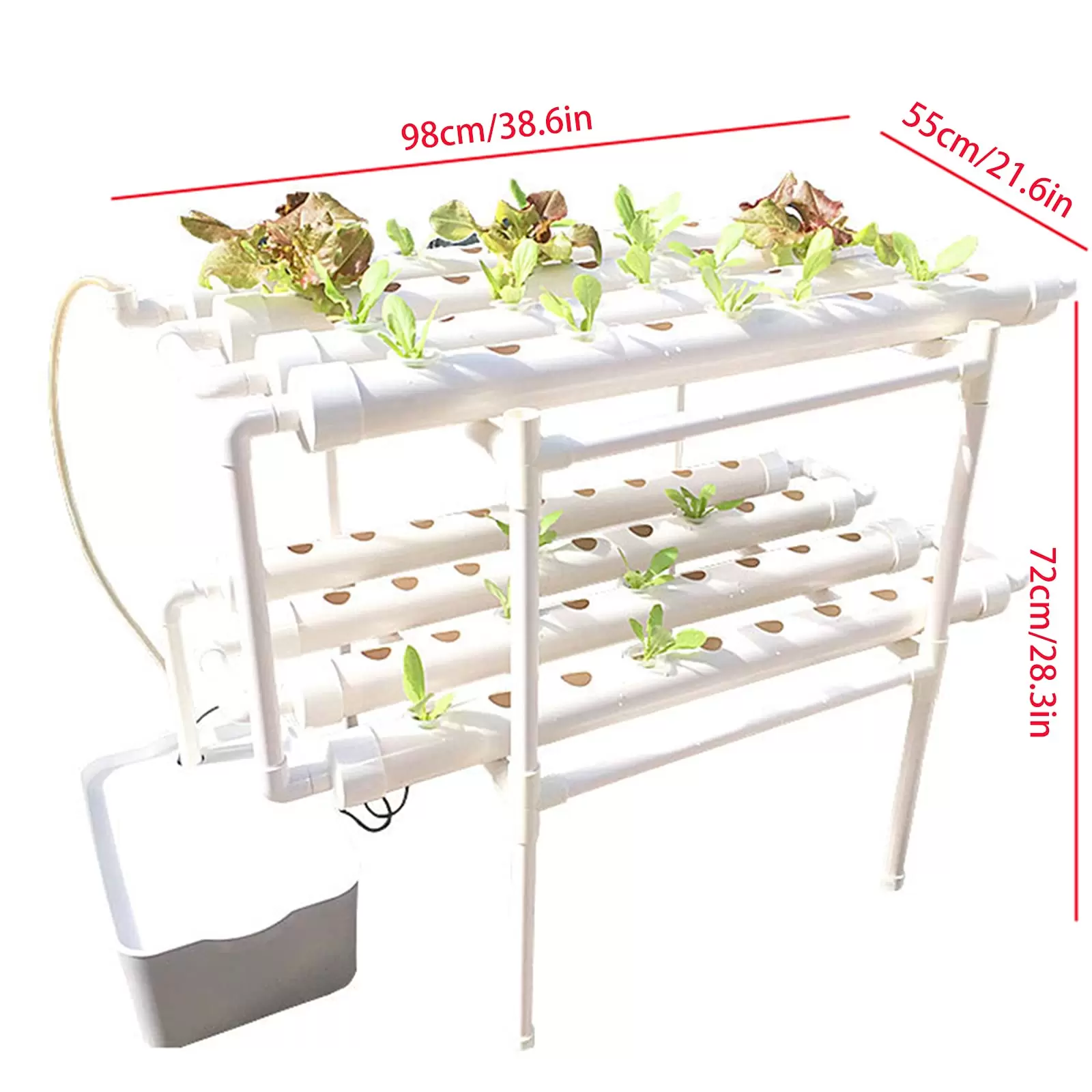 Hydroponic Grow Kit 2 Layers Balcony Hydroponics PVC Hose Hydroponics with Water Pump