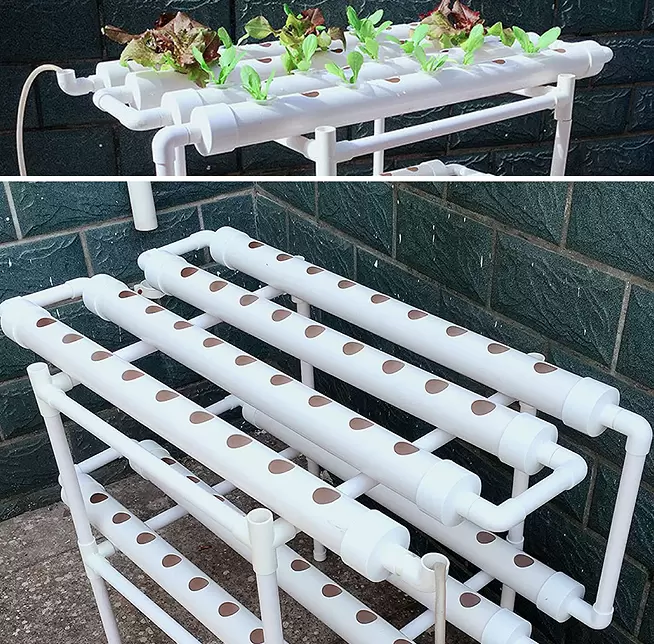 Hydroponic Grow Kit 2 Layers Balcony Hydroponics PVC Hose Hydroponics with Water Pump