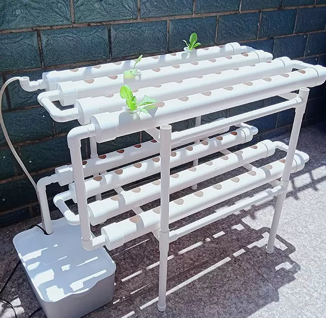 Hydroponic Grow Kit 2 Layers Balcony Hydroponics PVC Hose Hydroponics with Water Pump