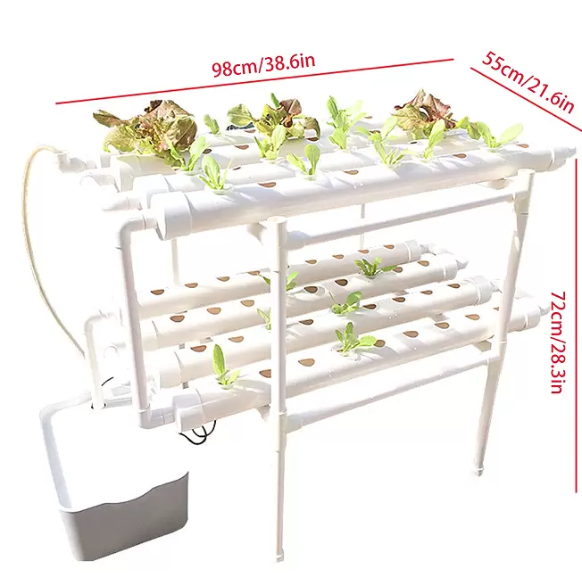 Hydroponic Grow Kit 2 Layers Balcony Hydroponics PVC Hose Hydroponics with Water Pump