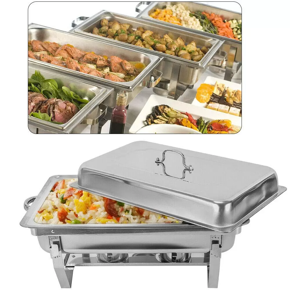 Chafing Dish Pan - Made of Stainless Steel - Sleek Design and Durable Frame - Easy to Store and Clean (Foldable Microwave Oven)