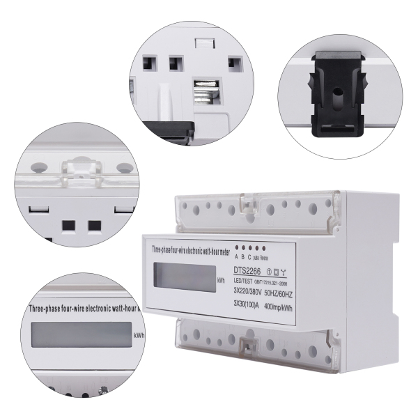 DIN Rail Digital Three-phase Electricity Meter Three-phase 4-wire LCD Energy Meter Intermediate Meter With A 6+1 Digital Digit LC Display