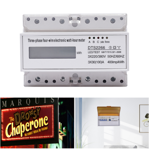 DIN Rail Digital Three-phase Electricity Meter Three-phase 4-wire LCD Energy Meter Intermediate Meter With A 6+1 Digital Digit LC Display