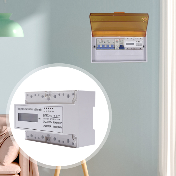 DIN Rail Digital Three-phase Electricity Meter Three-phase 4-wire LCD Energy Meter Intermediate Meter With A 6+1 Digital Digit LC Display