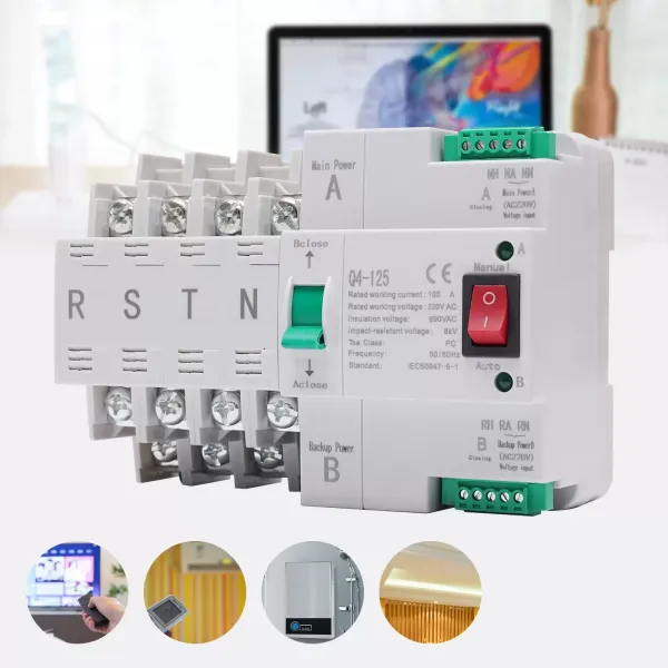Dual Power Transfer Switch Automatic 100 A 220 V 4P Automatic Switching of Main and Auxiliary Power Dual Power Automatic Transfer Switch