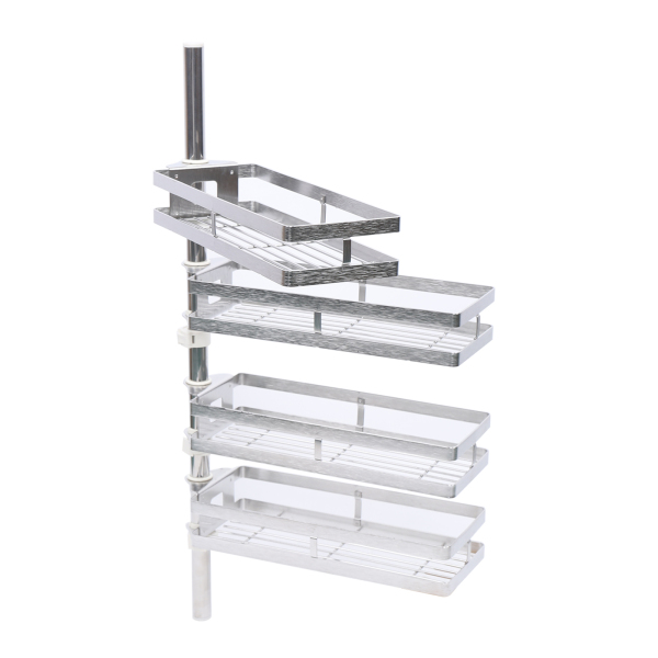 4 Layers Rotating Spice Rack Storage Box Kitchen Organizer 90° Rotating Spice Rack 304 Stainless Steel Materia for Bottles Cosmetic Bottles Spice Jars Cans (No Drilling)