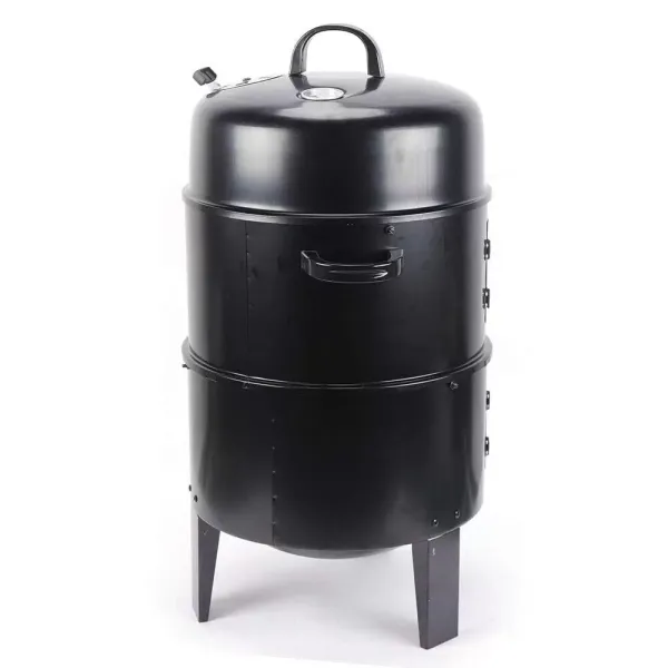 3 In 1 Multi-function Smoker Grill Double Layer Charcoal Grill With Thermometer Outdoor Grill Black Used To Make Grilled Meat Bacon Salami Grilled Chicken