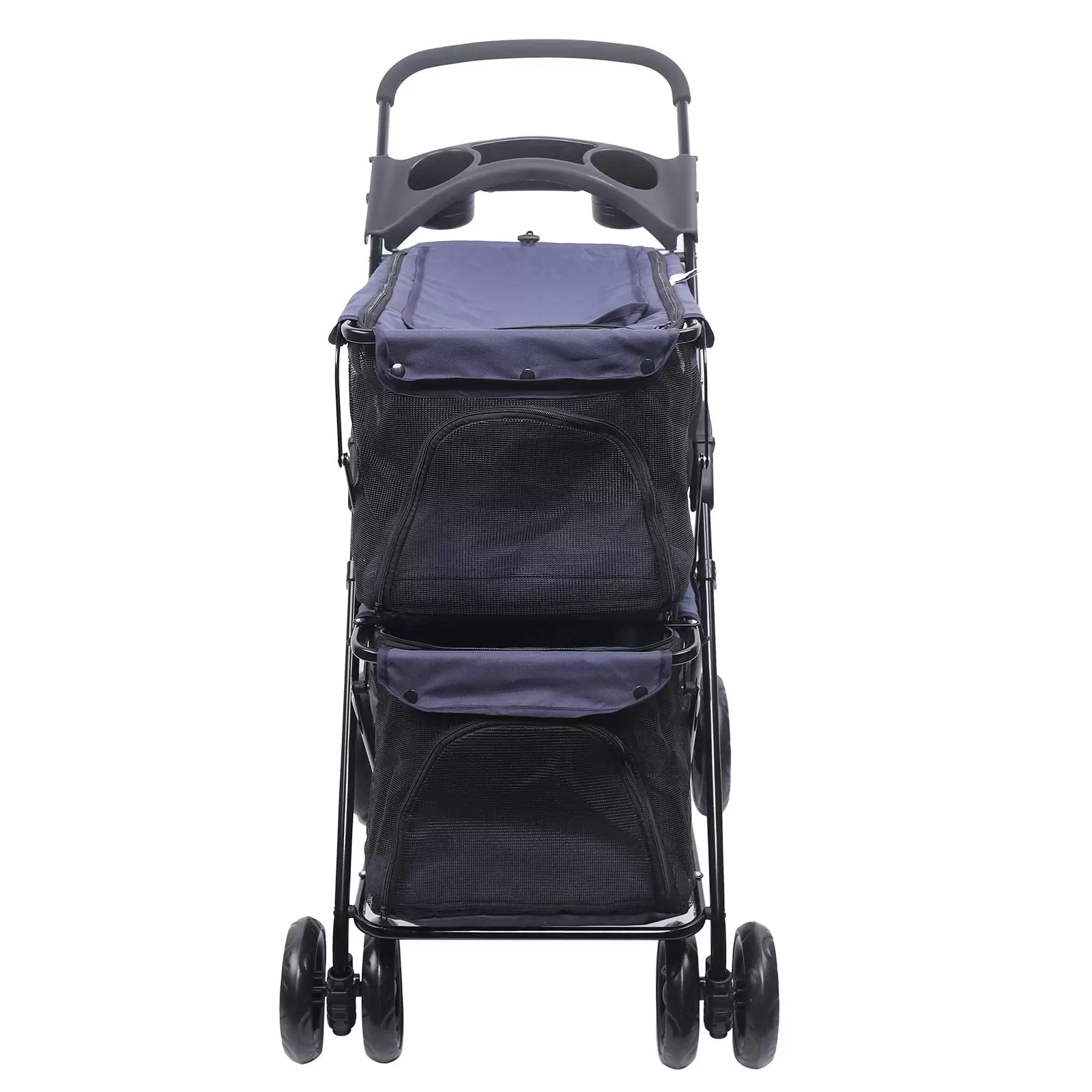 4 Wheels Foldable Stroller Dog Cat Puppy Pet Stroller Max Capacity 15kg Dog Jogger Puppy Pushchair Storage Basket and Easy One-Hand Fold