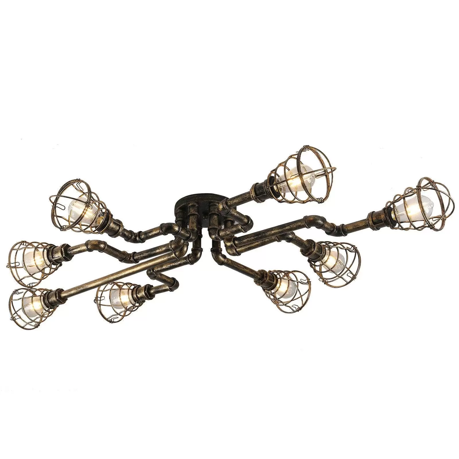8 Lights Vintage Metal Hanging Chandelier Vintage Ceiling Light Durable Ceiling Light for Food Living Room Restaurant Cafe