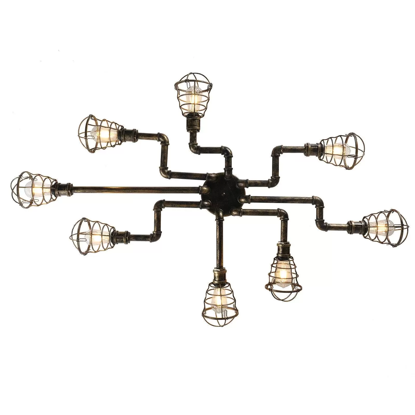 8 Lights Vintage Metal Hanging Chandelier Vintage Ceiling Light Durable Ceiling Light for Food Living Room Restaurant Cafe