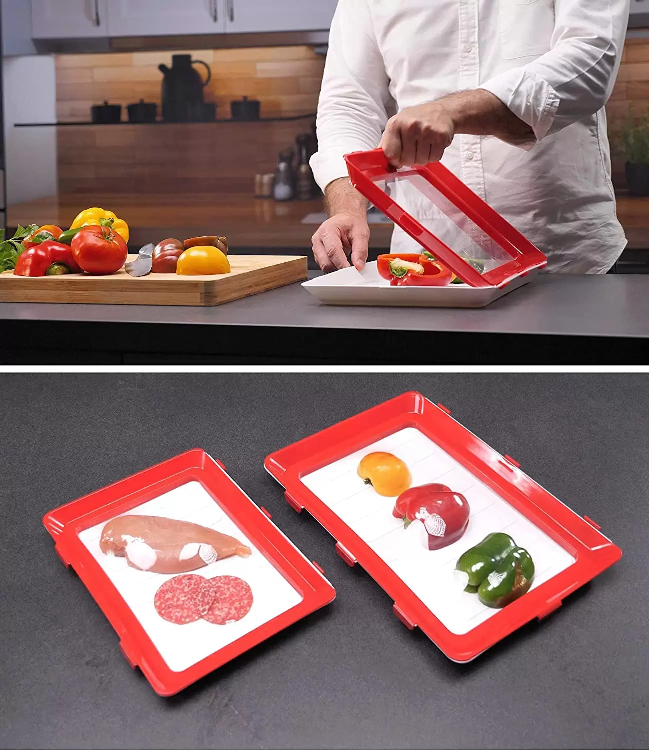 Foldable Food Storage Tray, 8 pcs Tray Set of 2 Creative Multiple Storage Systems for Healthy Foods Foldable Food Storage Tray, 8 pcs Tray Set of 2 Creative Multiple Storage Systems for Healthy Foods
