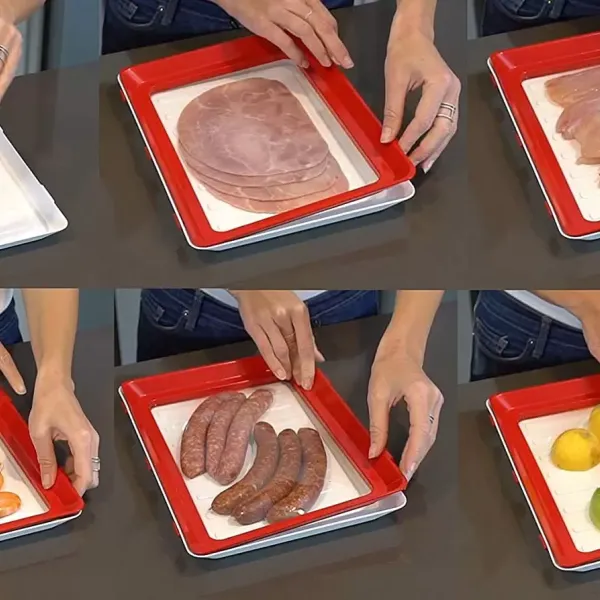 Foldable Food Storage Tray, 8 pcs Tray Set of 2 Creative Multiple Storage Systems for Healthy Foods