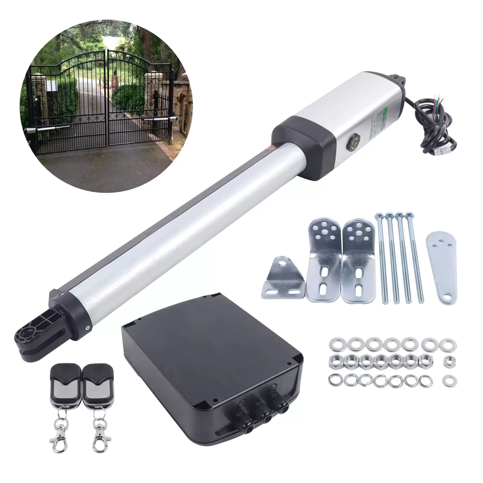 Automatic Gate Opener Kit Heavy Duty Solar Gate Operator for Single Swing Gates Electric Swing Gate Opener Kit Operator Single Arm Remote Automatic Gate Opener Kit Heavy Duty Solar Gate Operator for Single Swing Gates Electric Swing Gate Opener Kit Operator Single Arm Remote