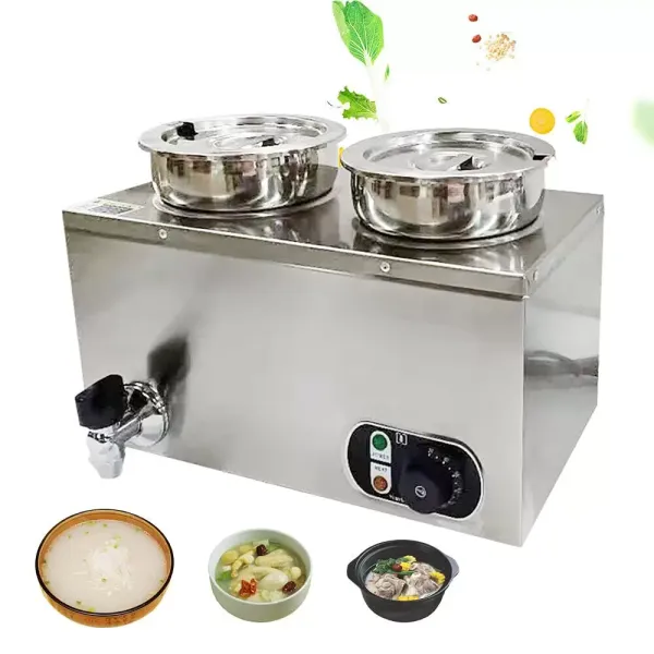 Meal Warmer with Two Soup Pots - Stainless Steel - 220V - Electric Stainless Steel Warmer