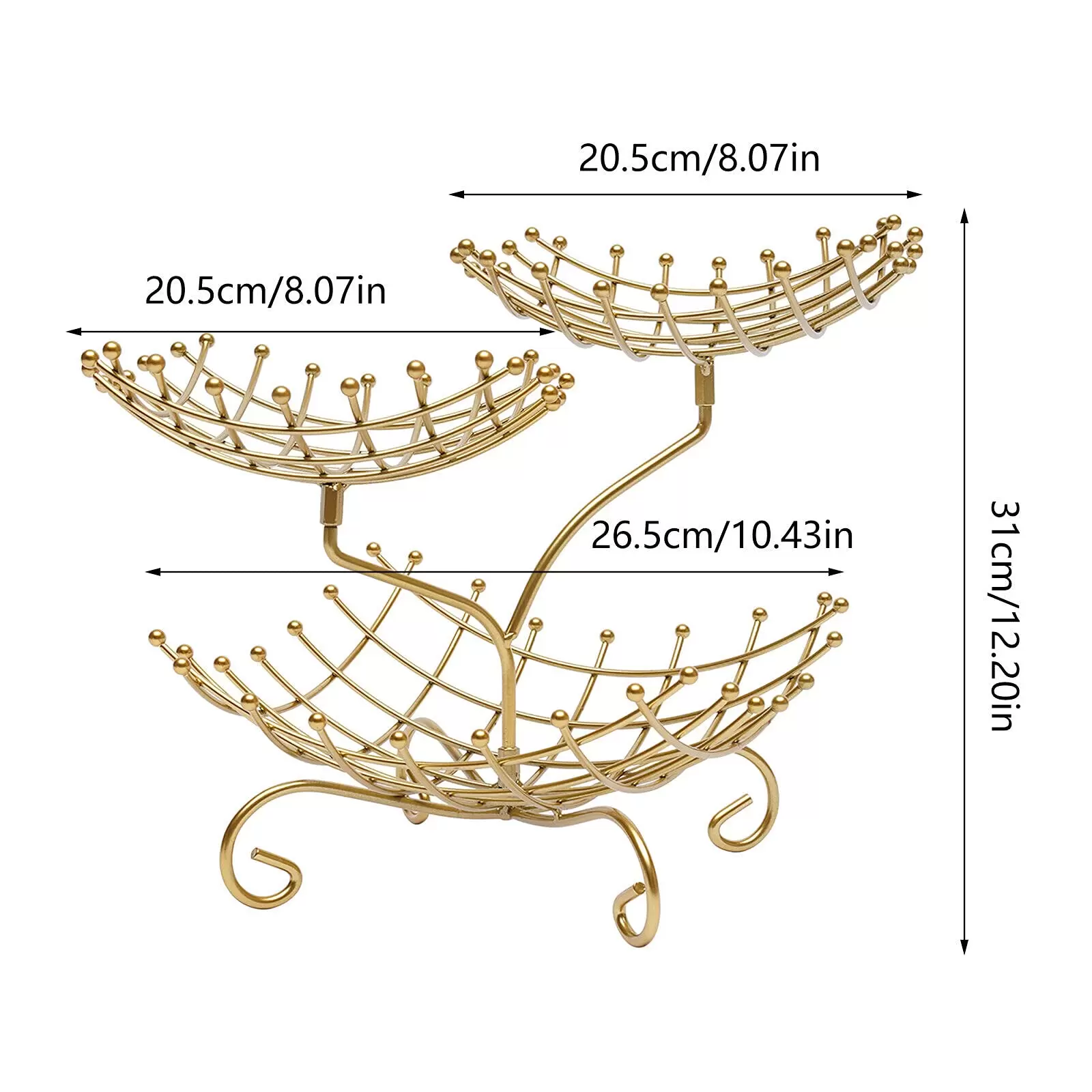3-Tier Fruit and Vegetable Storage Basket - Metal 3-Tier Fruit and Vegetable Storage Basket - Metal