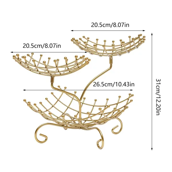 3-Tier Fruit and Vegetable Storage Basket - Metal