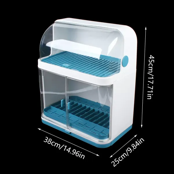 2-Tier Plastic Dish Drying Rack with Dust Cover