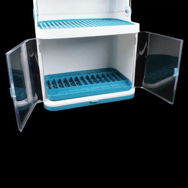 2-Tier Plastic Dish Drying Rack with Dust Cover