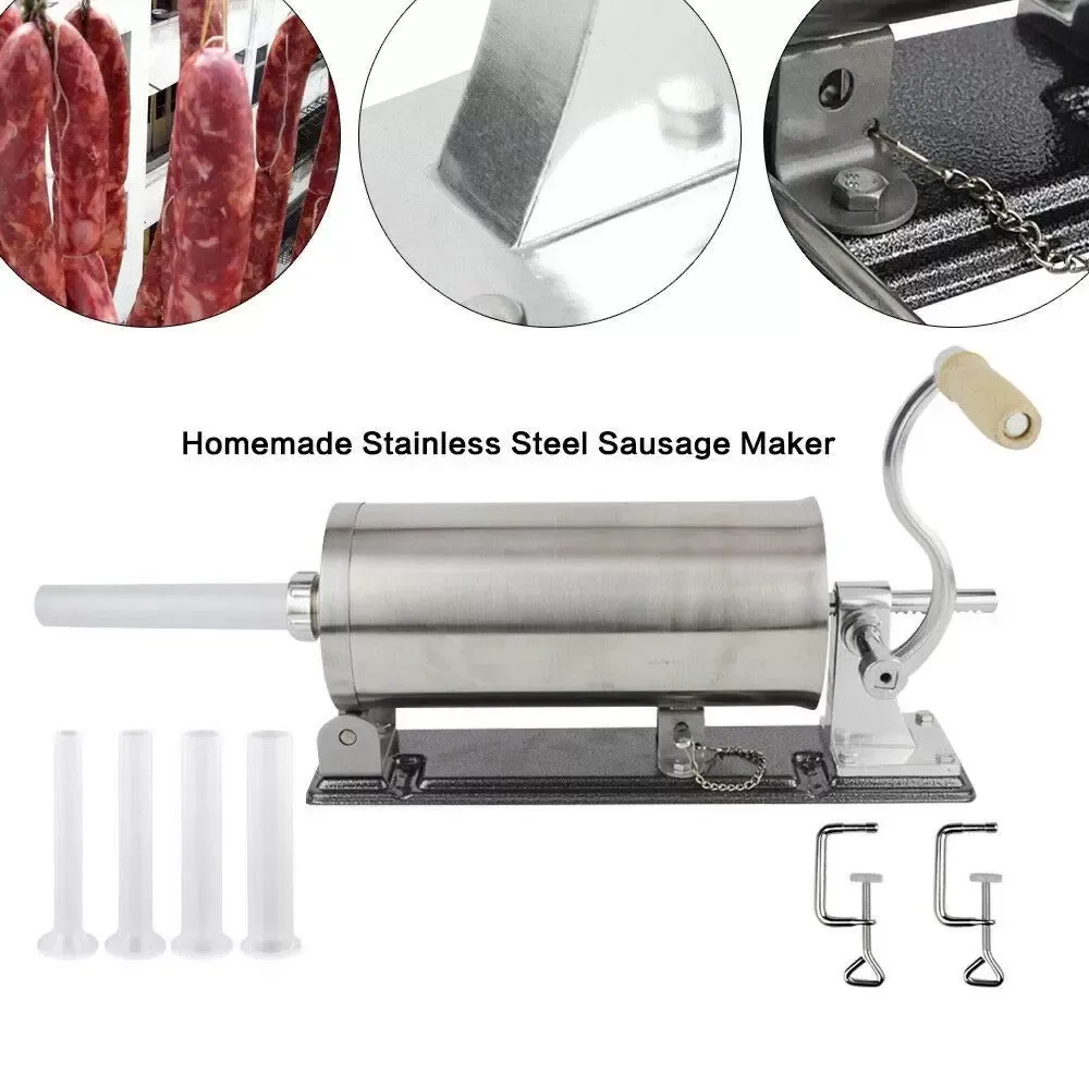 3L Stainless Steel Manual Sausage Filler Sausage Machine Sausage Syringe Sausage Press Sausage Maker for Homes Businesses Restaurants Snack Bars