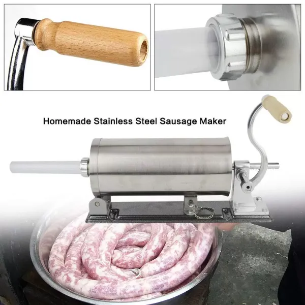 3L Stainless Steel Manual Sausage Filler Sausage Machine Sausage Syringe Sausage Press Sausage Maker for Homes Businesses Restaurants Snack Bars