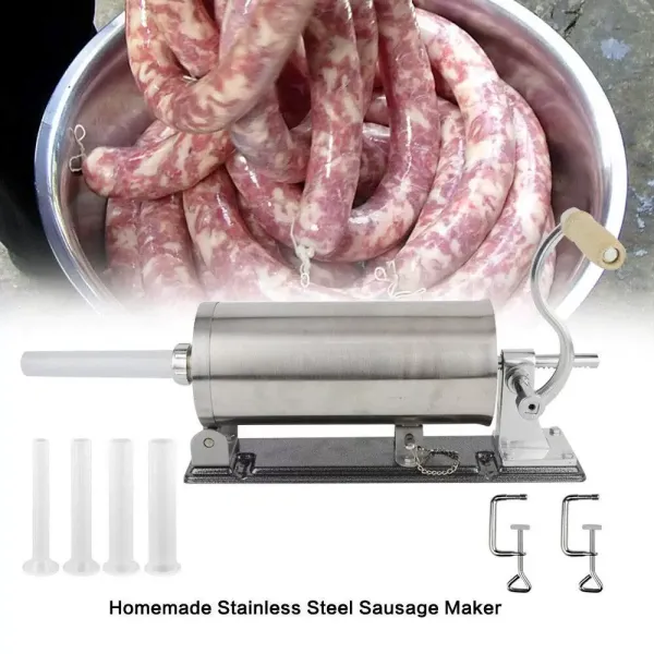3L Stainless Steel Manual Sausage Filler Sausage Machine Sausage Syringe Sausage Press Sausage Maker for Homes Businesses Restaurants Snack Bars