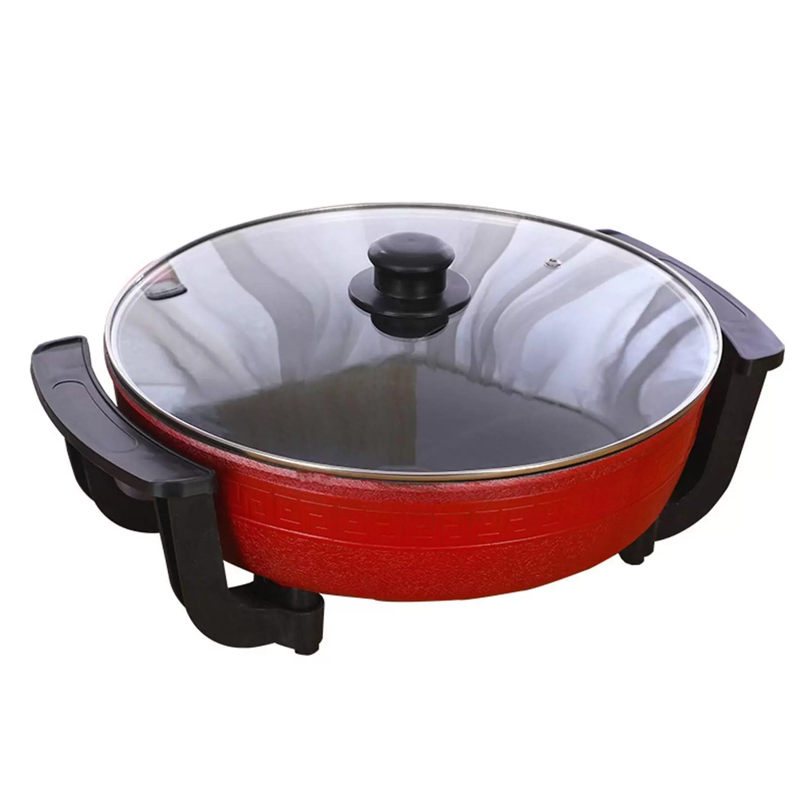 Double Boiler Saucepan 220V 1300W 6L with Glass Lid Induction Compatible High Temperature Resistant Handle Red