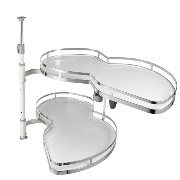 Pull-Out Corner Shelving Right Pull Out Shelf Organiser Height of Tray Can be Adjusted 2 Tiers Swing Tray with Soft Close Device